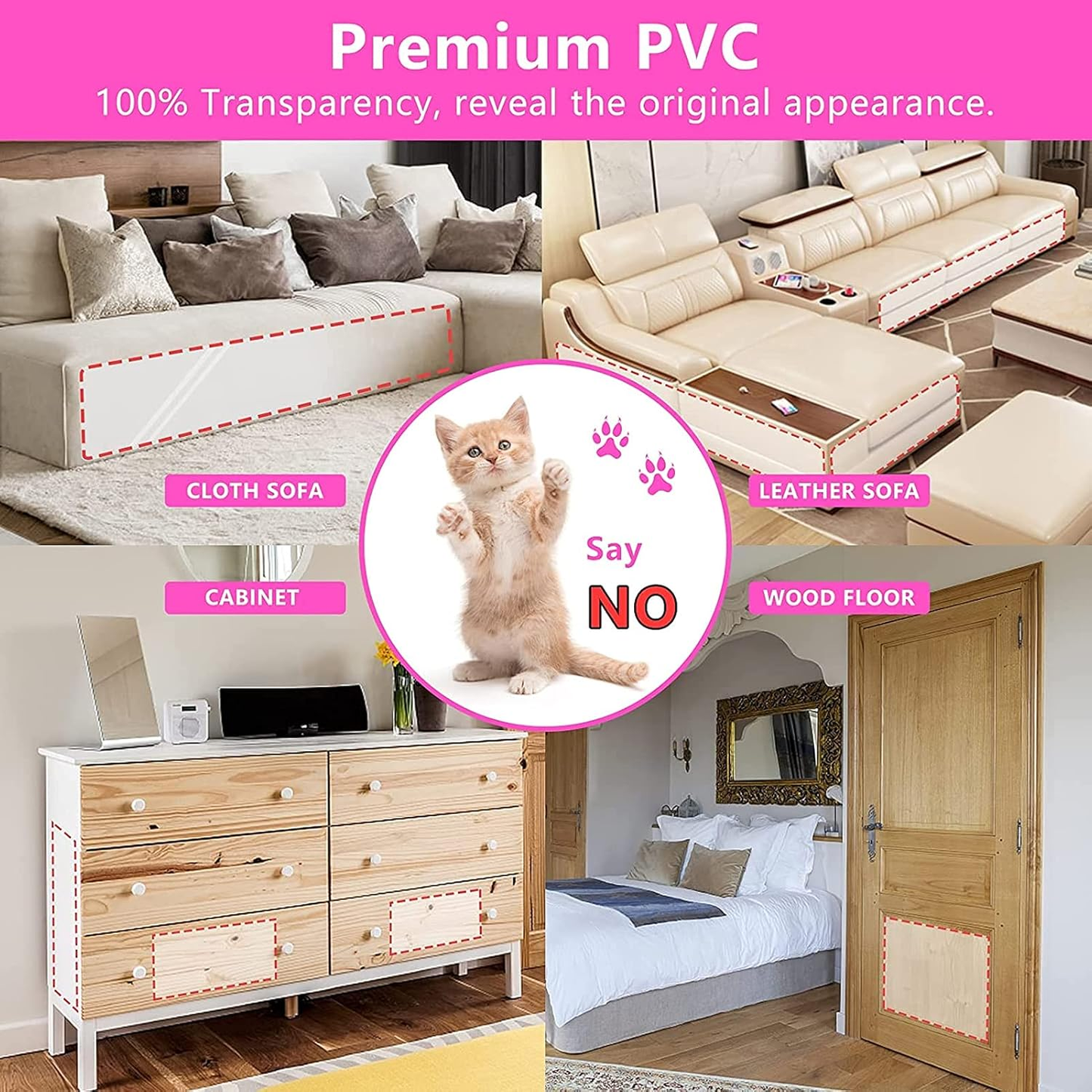 4PCS Pet Cat Anti Scratch Guard Mat