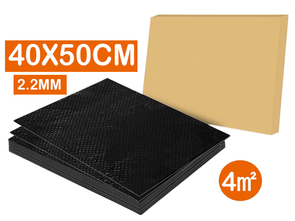Self-adhesive backing of car sound deadener mat peeled back