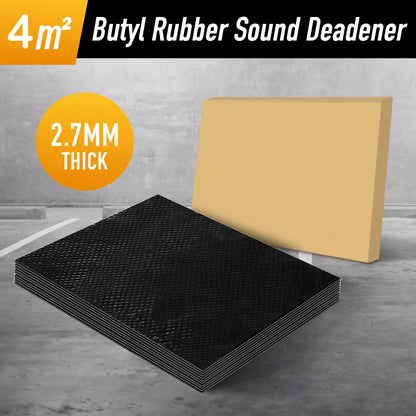 Sound deadener mat cut to fit vehicle floor pan area