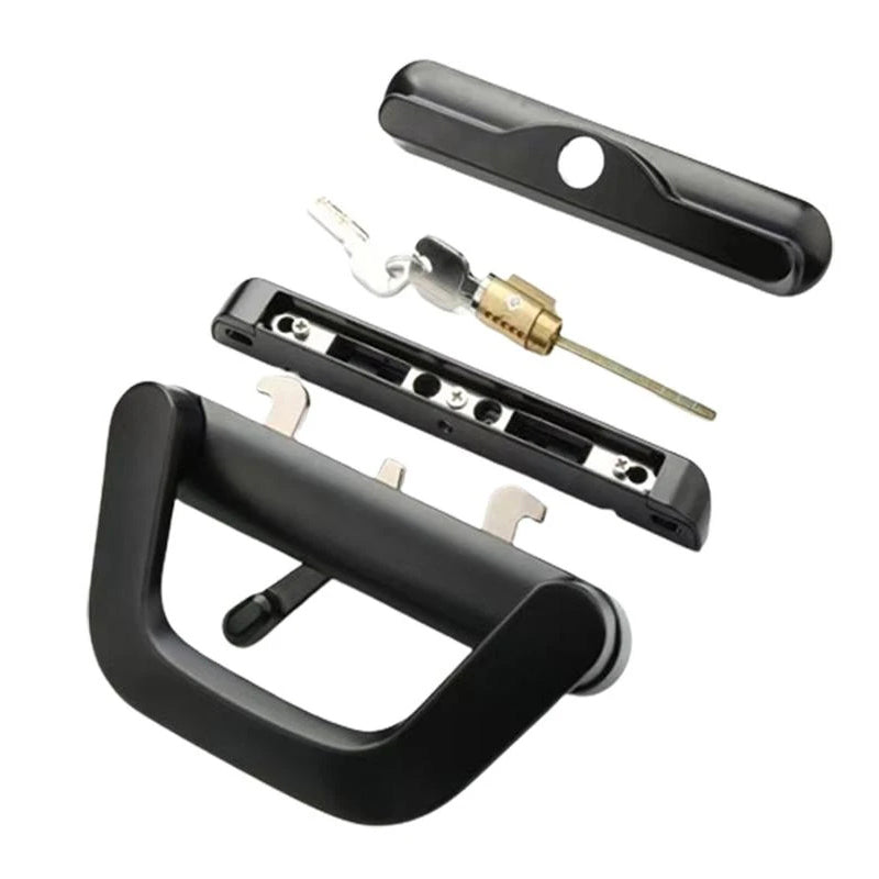 Sliding door handle hardware kit with lock and screws