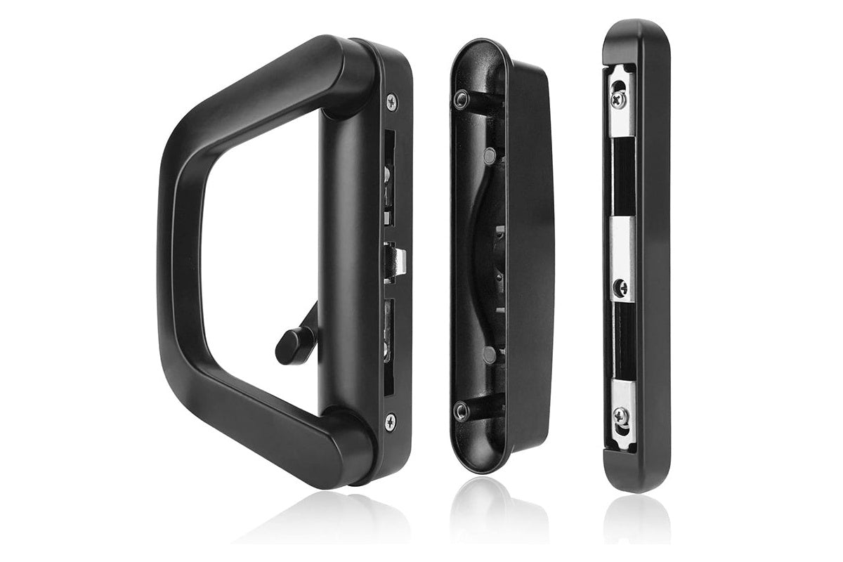 Side view of sliding door handle showing contoured grip