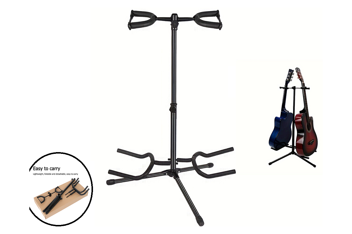 Close up of adjustable height knob on guitar stand