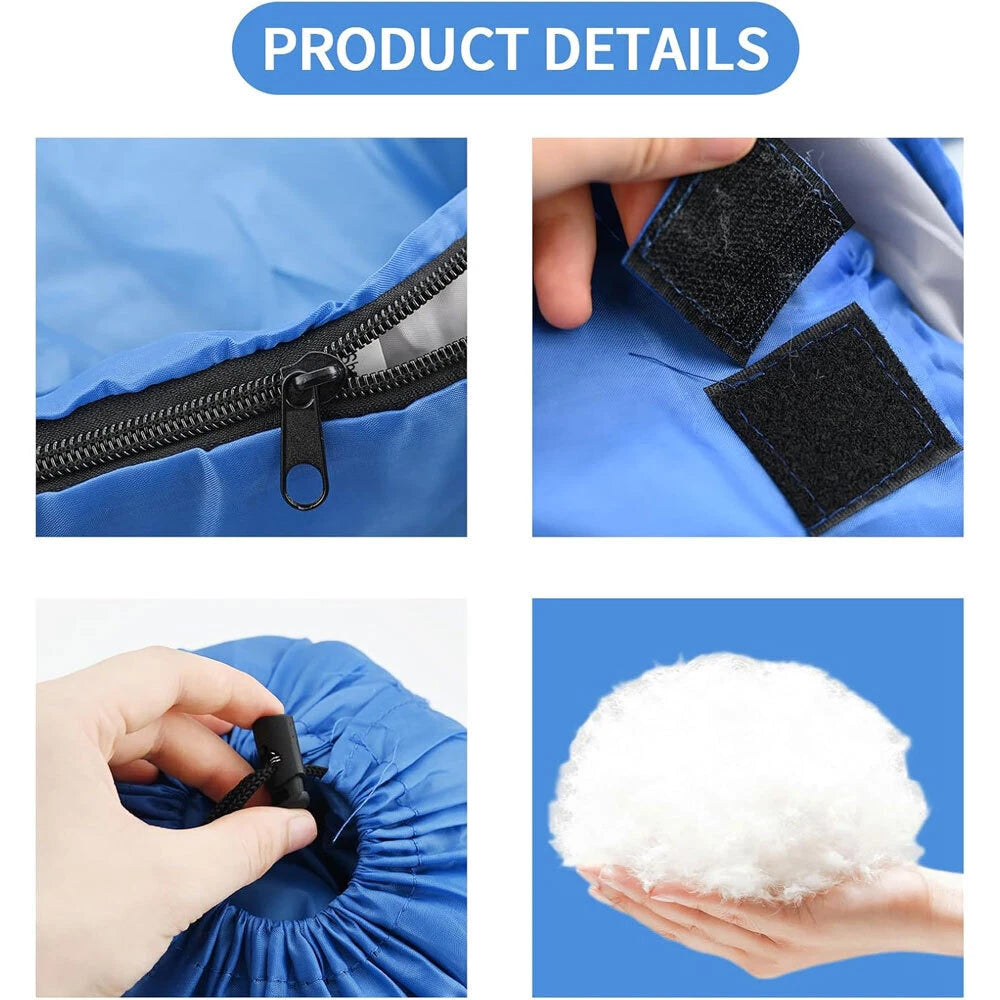 Lightweight waterproof sleeping bag camping being packed for hiking