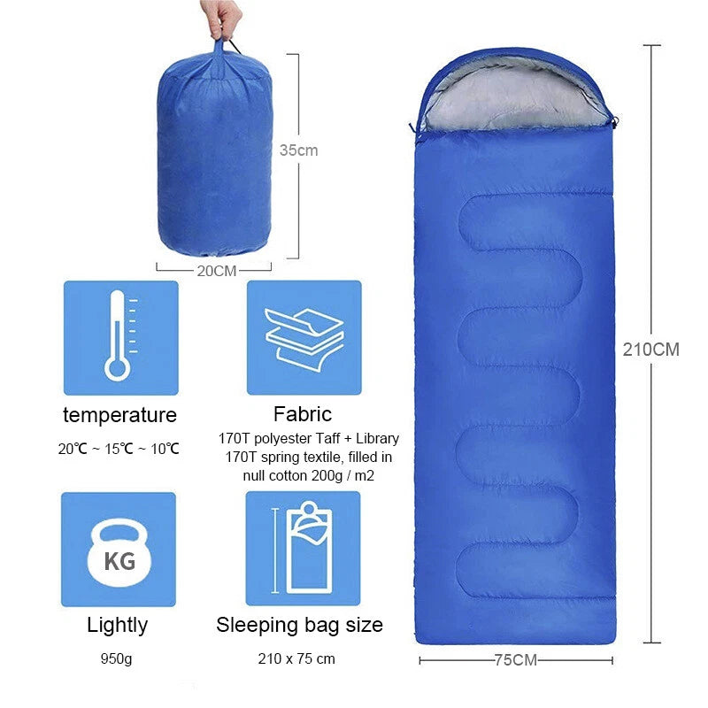 Two waterproof sleeping bag camping zipped together for sharing