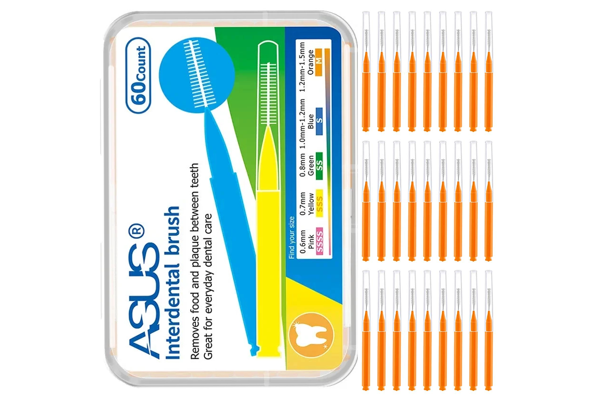 Close up of soft bristles on interdental brush toothpick