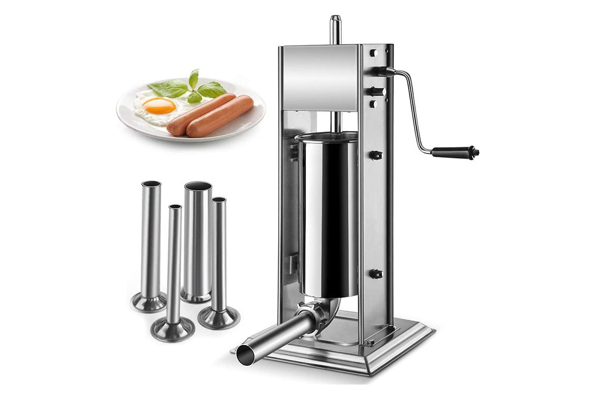 Side view of 5L sausage stuffer with rubber feet attached
