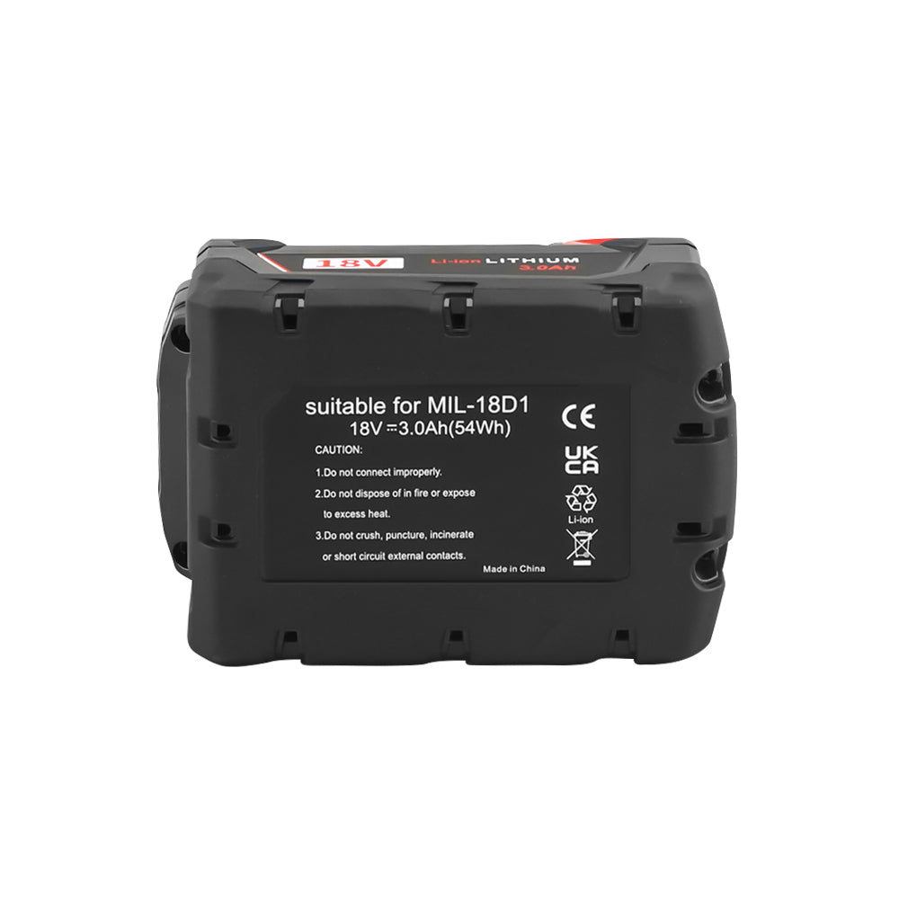 Milwaukee M18 18V battery with charger connection points