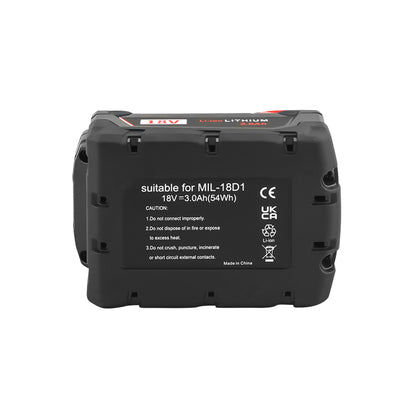 Milwaukee M18 18V battery with charger connection points