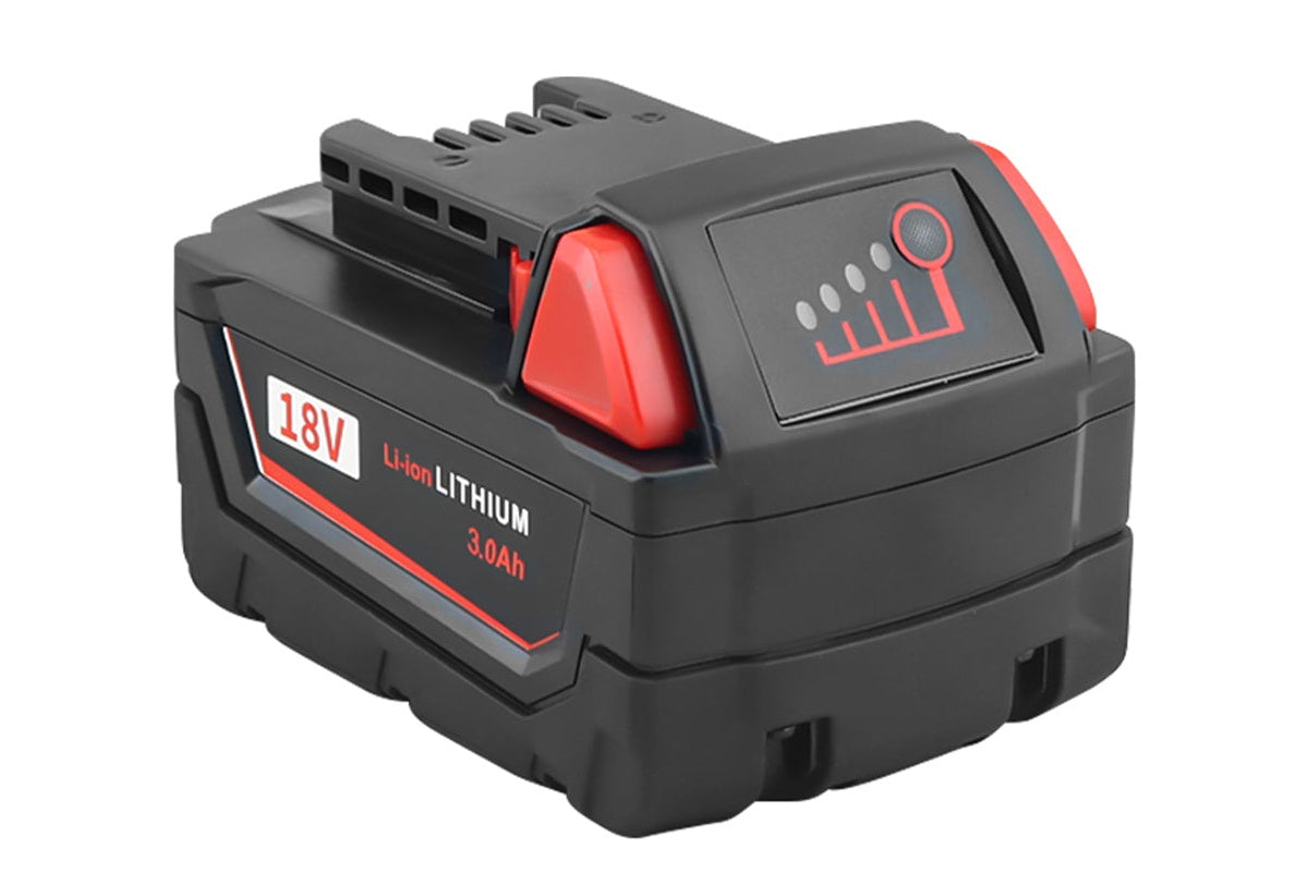 Close up of lithium ion cells in Milwaukee M18 battery