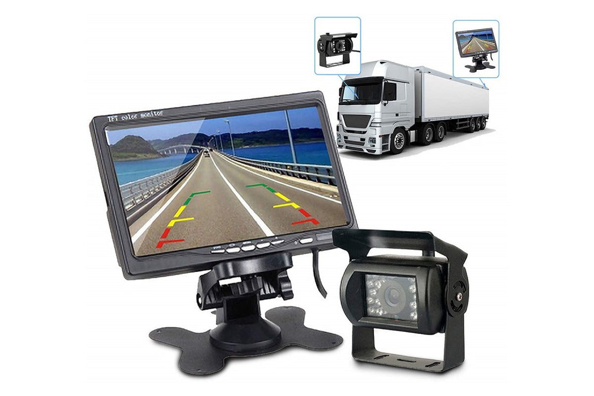 Close up of car reverse camera rearview lens with waterproof casing