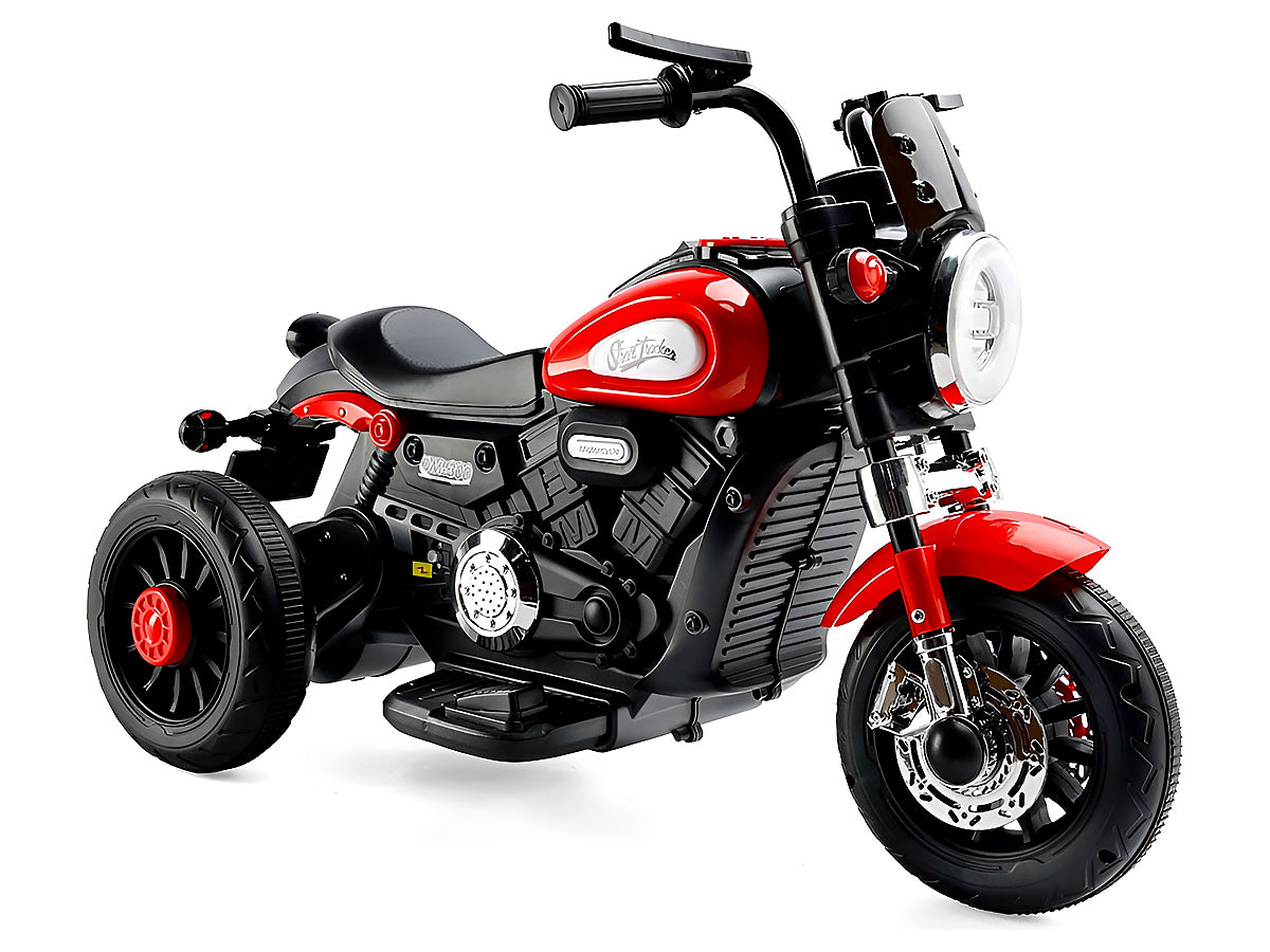 Close up of Ride On Bike LED headlights and front design