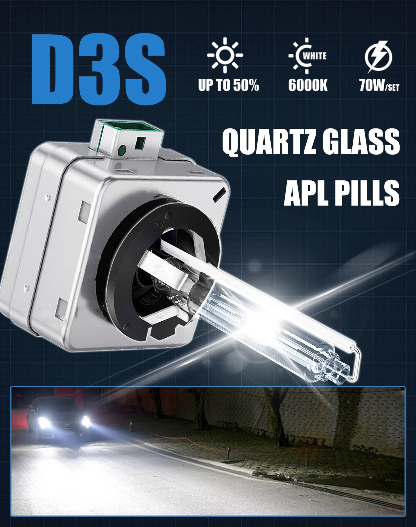 Xenon HID Headlight Bulbs 6000K D3S