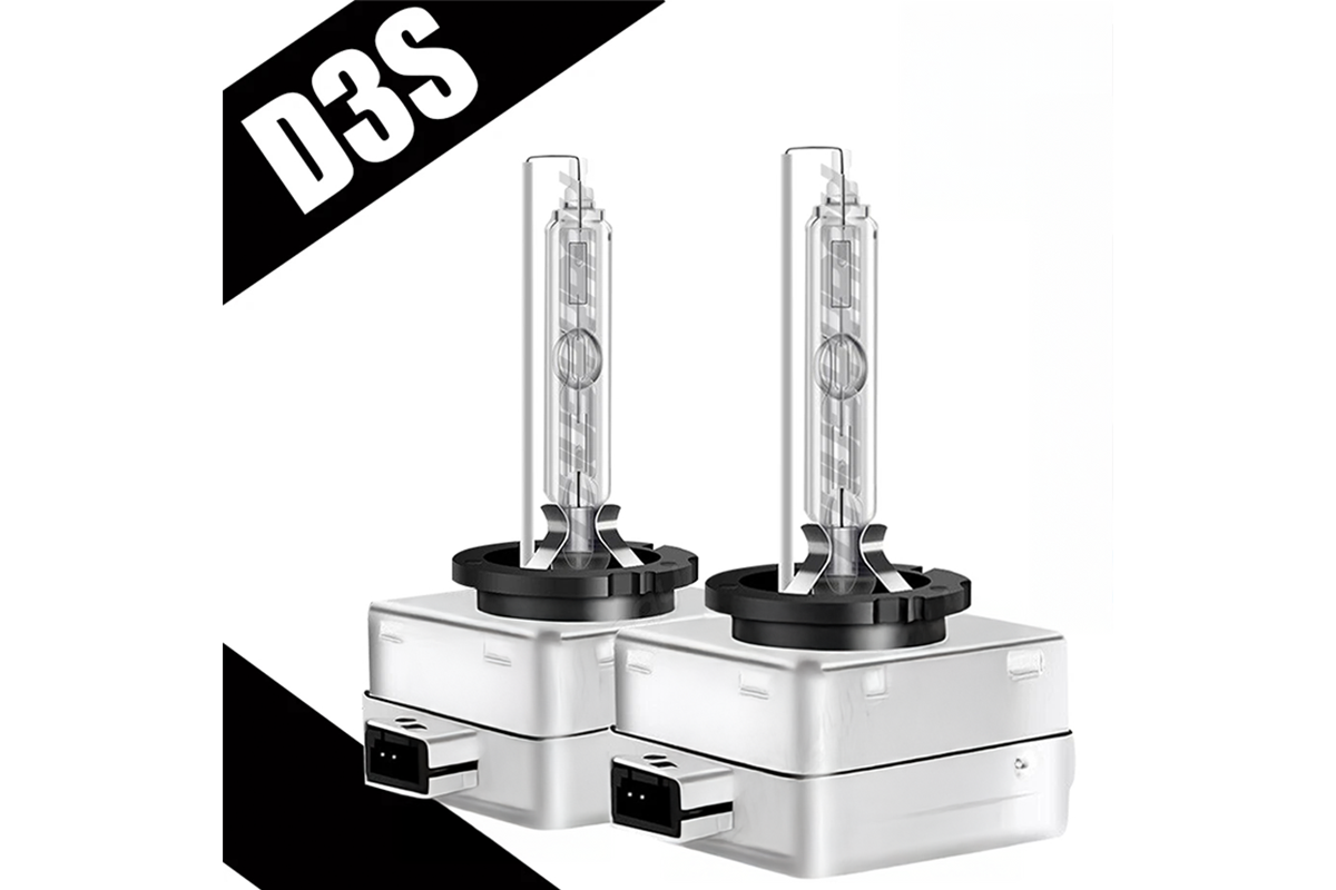 Side view of Car D3S headlight bulb showing quartz glass lens