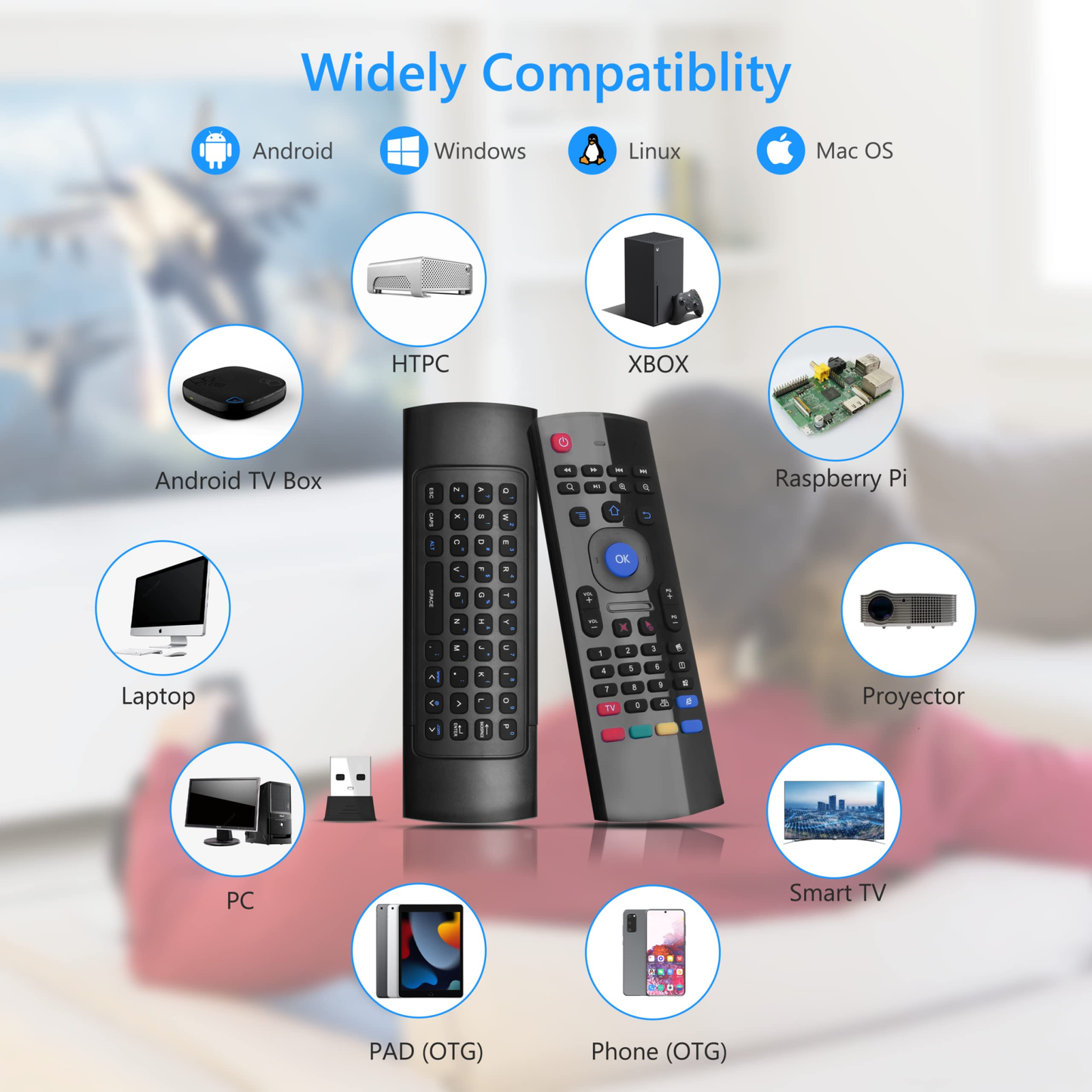 Wireless Air Mouse Remote with Keyboard