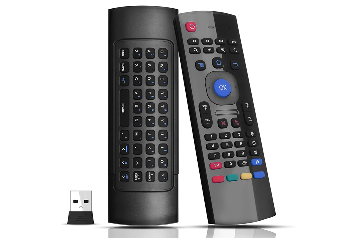 Side angle of wireless air mouse remote highlighting slim design