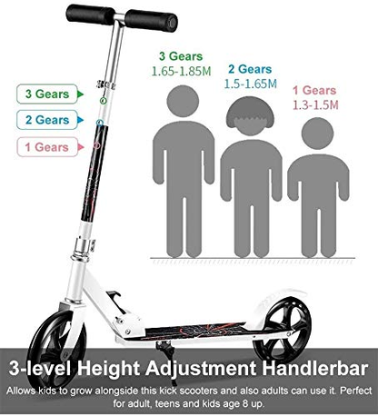 Kids scooter height adjustable lightweight aluminium frame