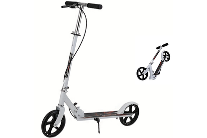 Adjustable handlebar height on kids scooter in white