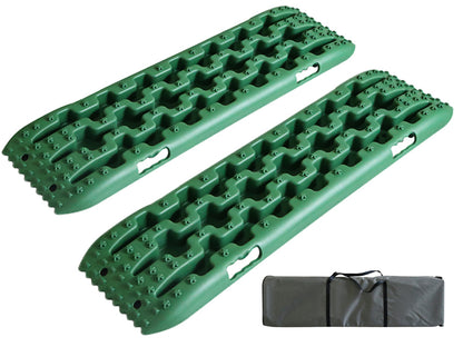 Recovery Track green placed under 4WD tyre for traction