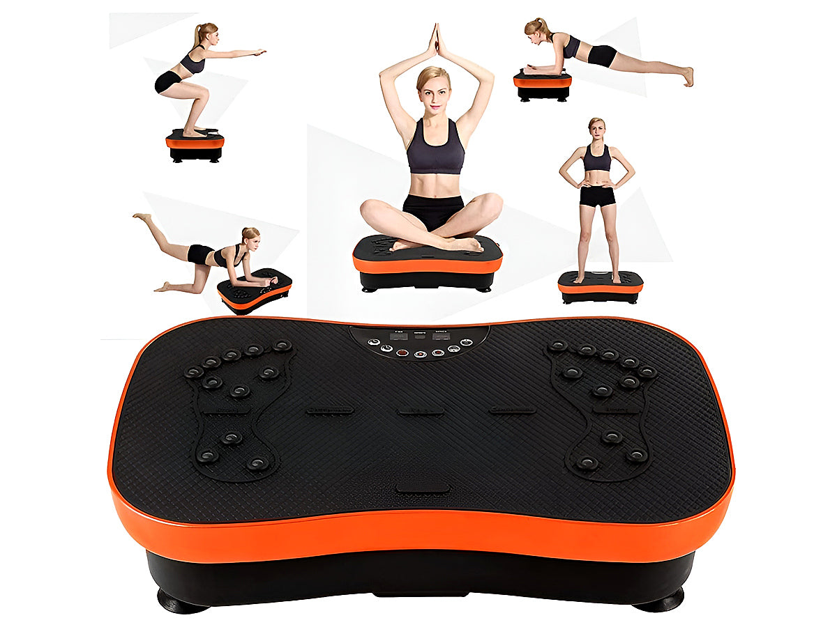 Side angle of vibration plate with magnetic foot massage feature