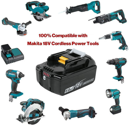 Makita 18V battery with safety protection features highlighted