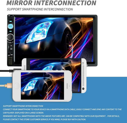 Rear view of Car Stereo 2 DIN Bluetooth with wiring and connectors