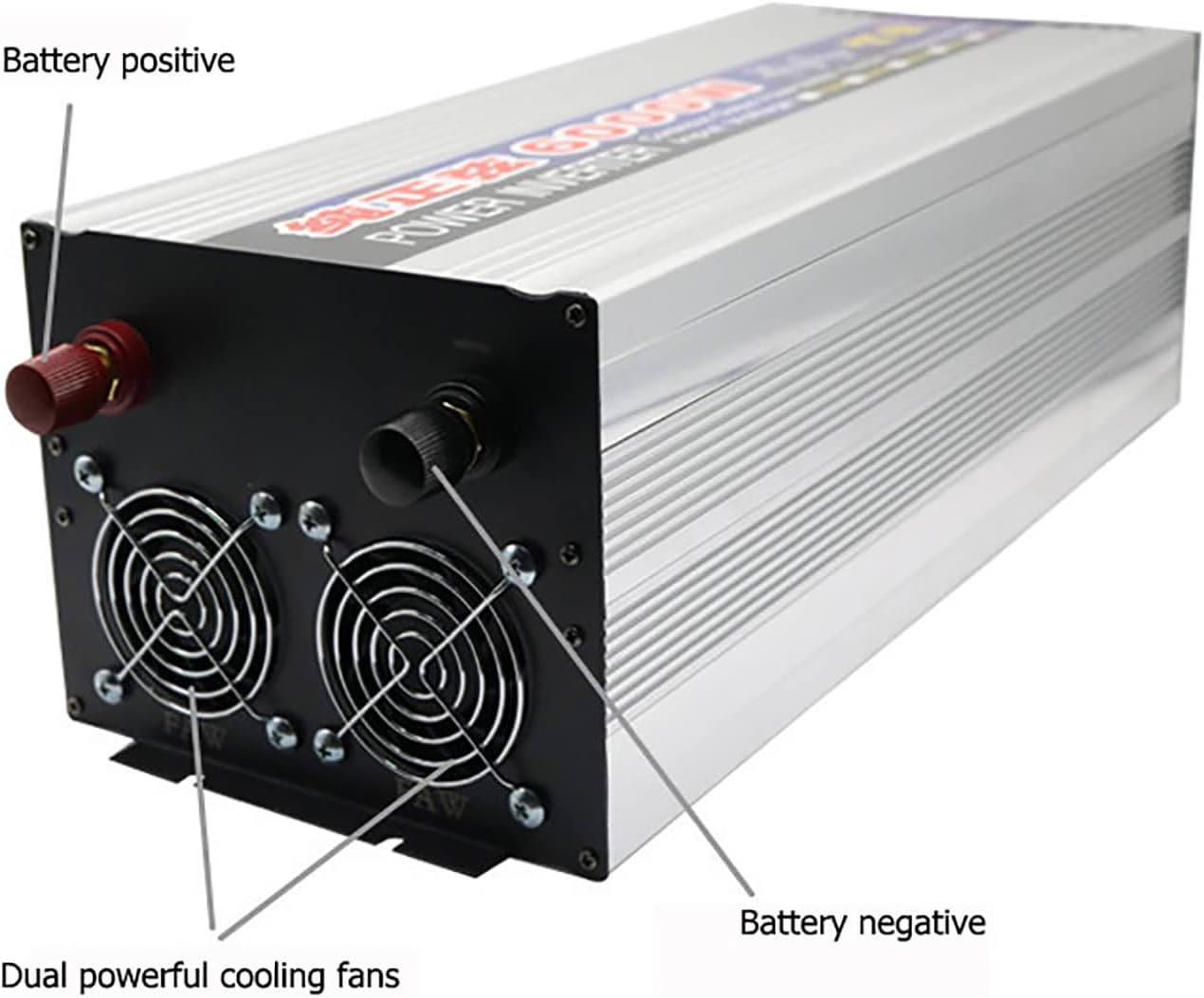 Back view of pure sine wave inverter 8000W showing cooling fan