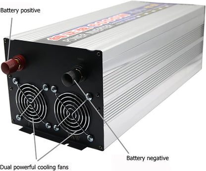 Back view of pure sine wave inverter 8000W showing cooling fan