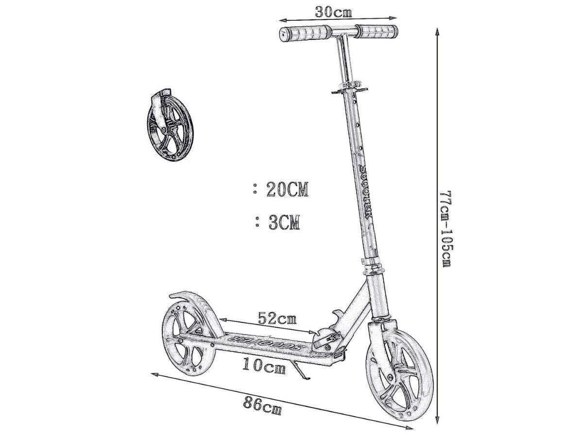 Folded kids scooter showing compact design
