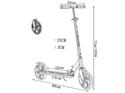 Folded kids scooter showing compact design