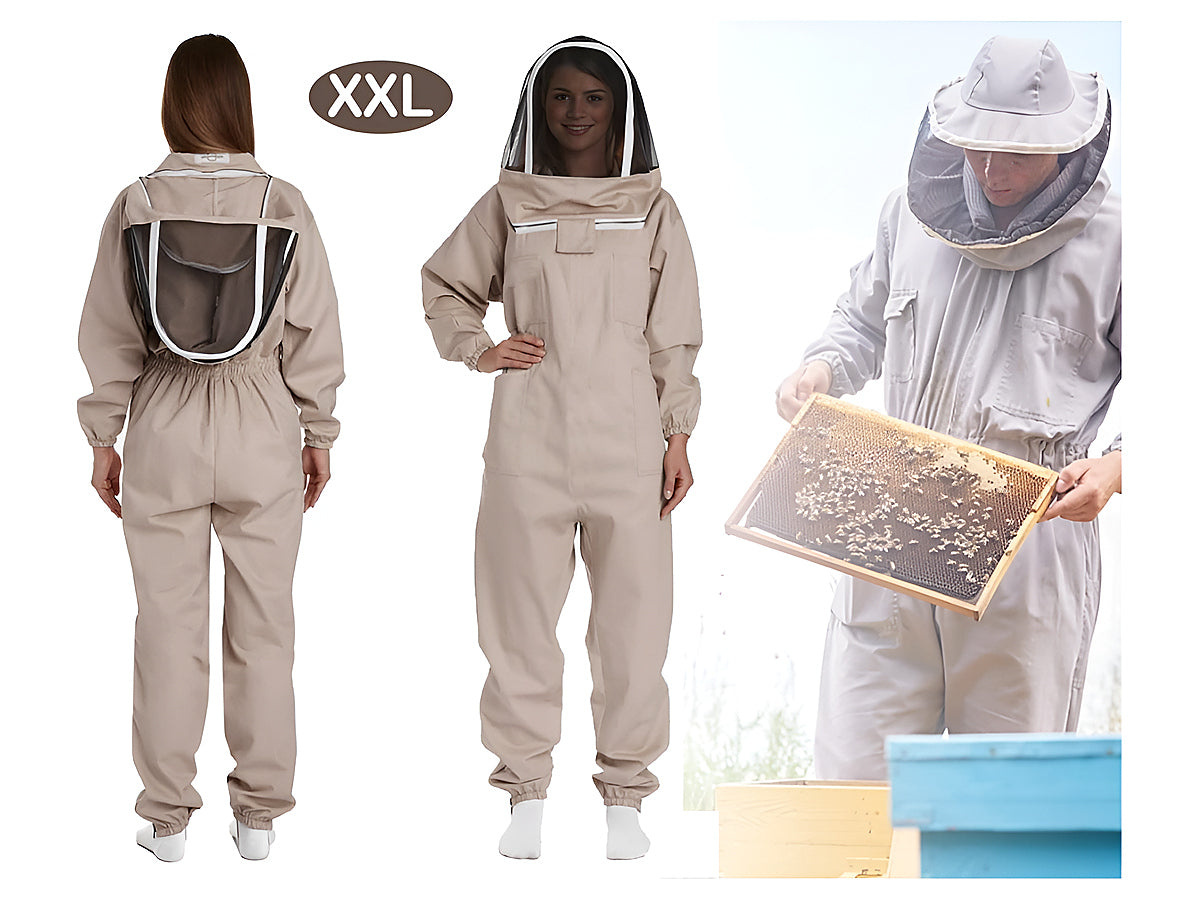 Close-up of sheep leather gloves included with beekeeping suit XXL