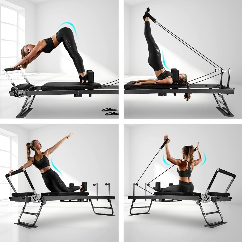 Foldable Pilates Reformer Machine With Headrest