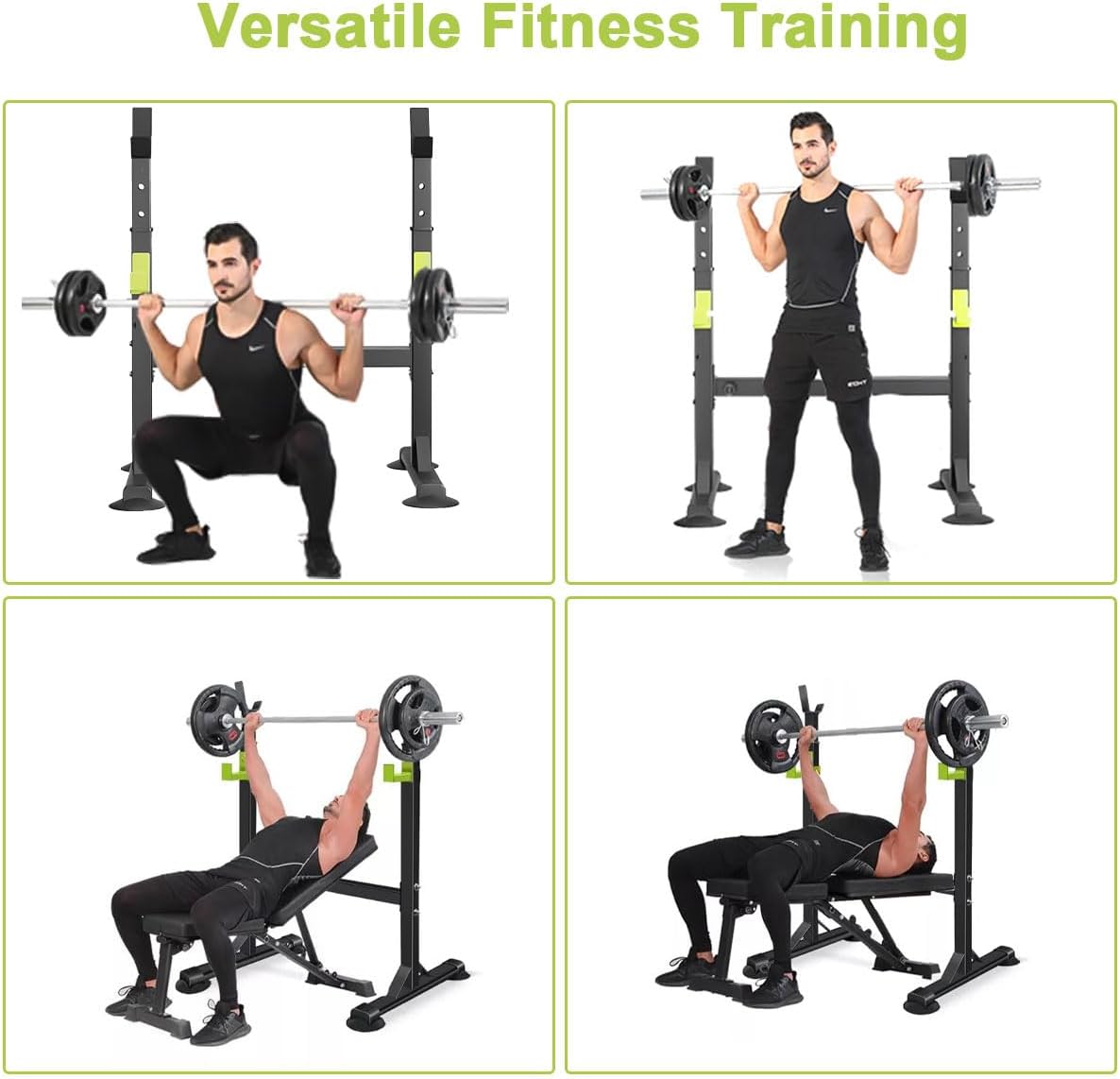 Top view of squat rack stand showing width adjustment
