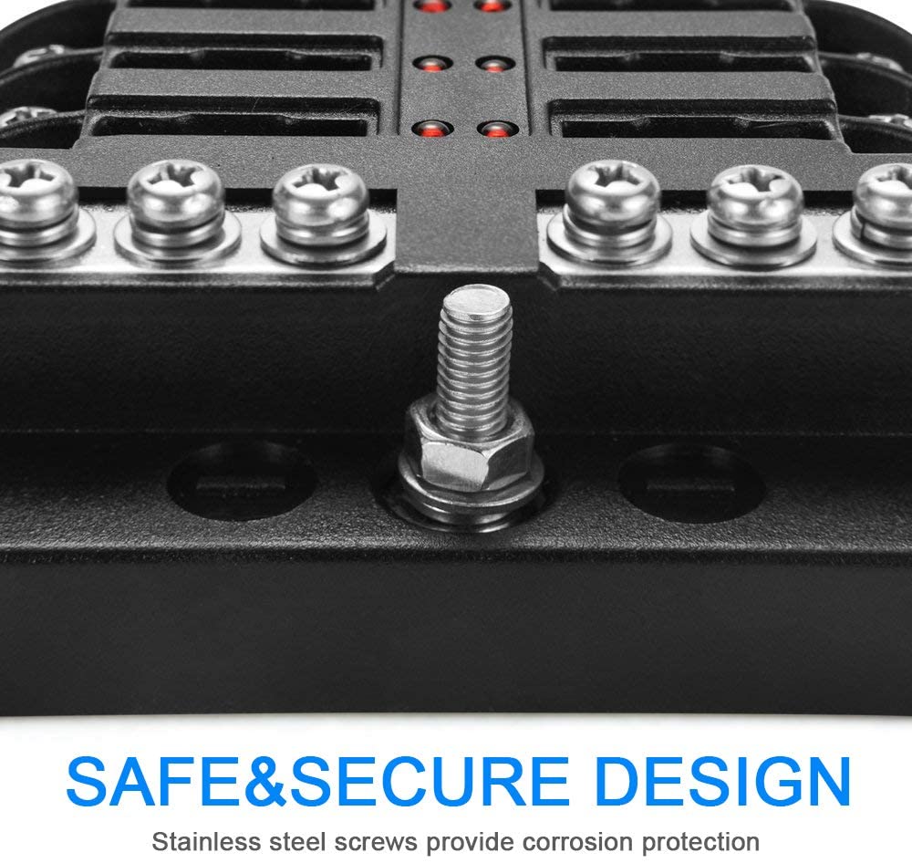 Negative ground bus fuse block with thumbscrew cover