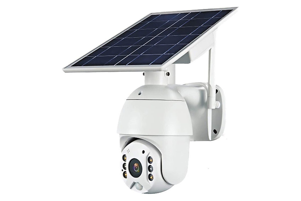 Outdoor solar wifi security camera mounted on wall