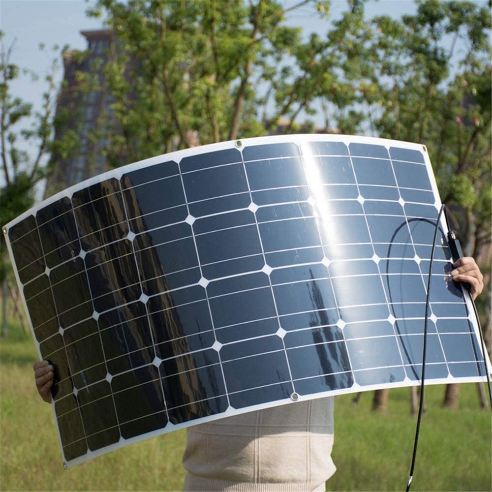 Solar panel flexible 200W placed on grassland for charging use