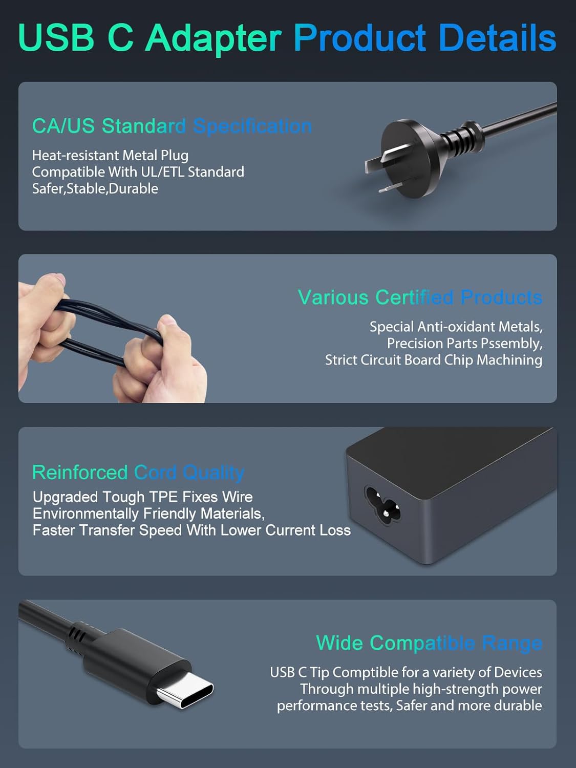 65W Lenovo Laptop Charger Type C