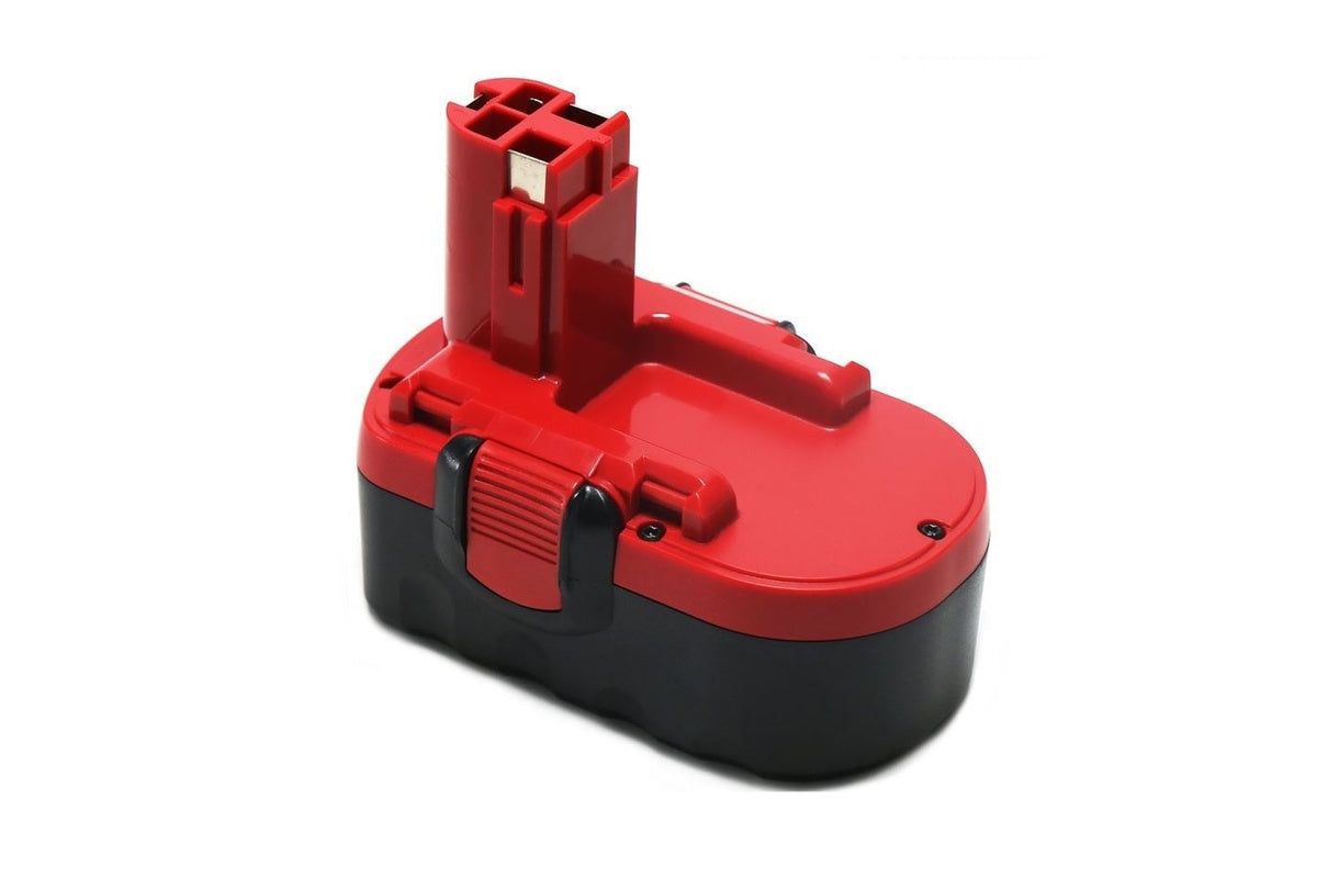 Top angle of Bosch 18v battery 3000mAh with label visible