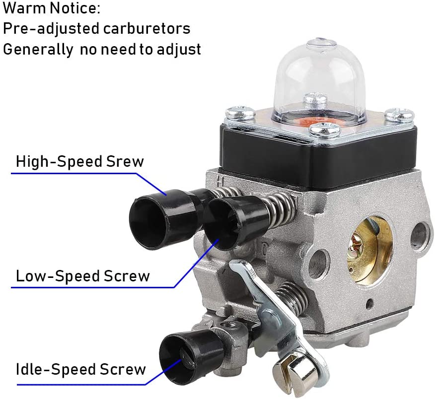 Top angle of carburettor air fuel filter kit for STIHL