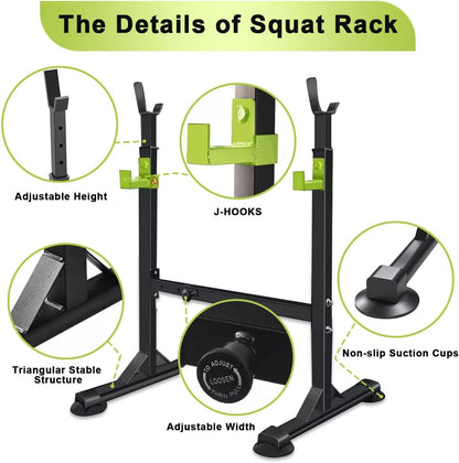 Squat rack stand used with barbell for home gym training