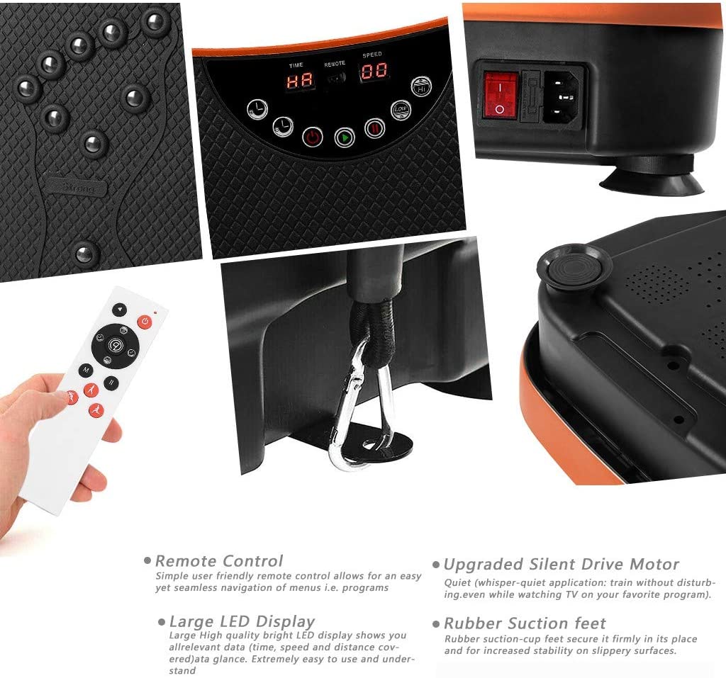 Vibration plate power button and control panel close-up
