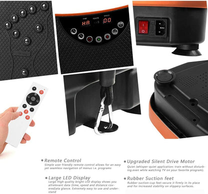 Vibration plate power button and control panel close-up