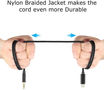 Lightning Cable to AUX 1 Meter Black 3.5mm