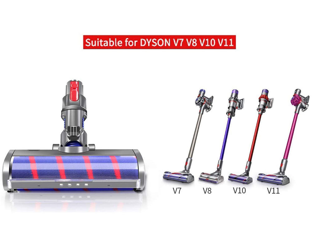 LED lights on Dyson vacuum cleaner brush head for dark areas