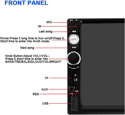 Car Stereo 2 DIN Bluetooth showing Mirror Link connection with smartphone