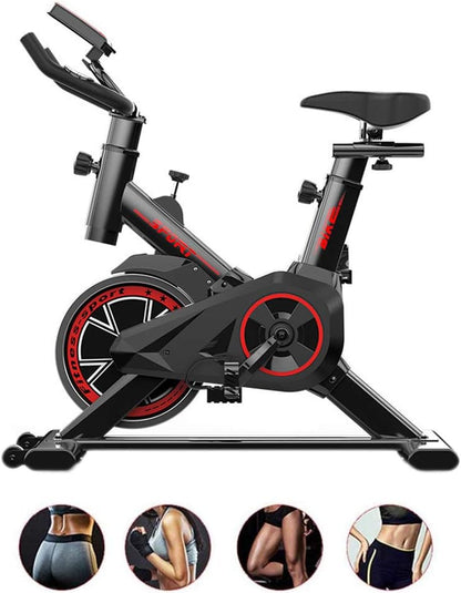 Comfortable padded seat on heavy duty exercise bike