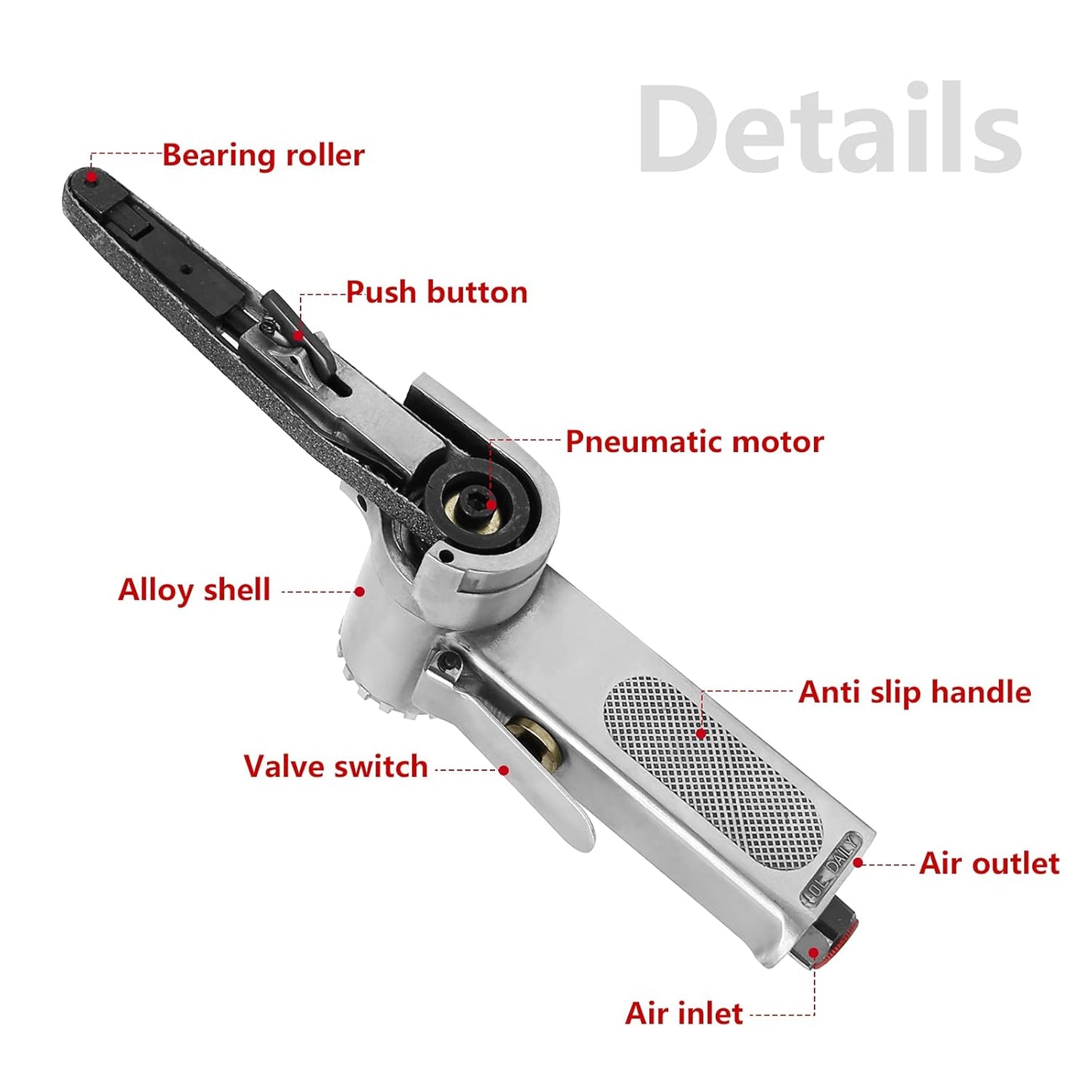 Air Belt Sander with Sanding Belts (Pneumatic Tool)