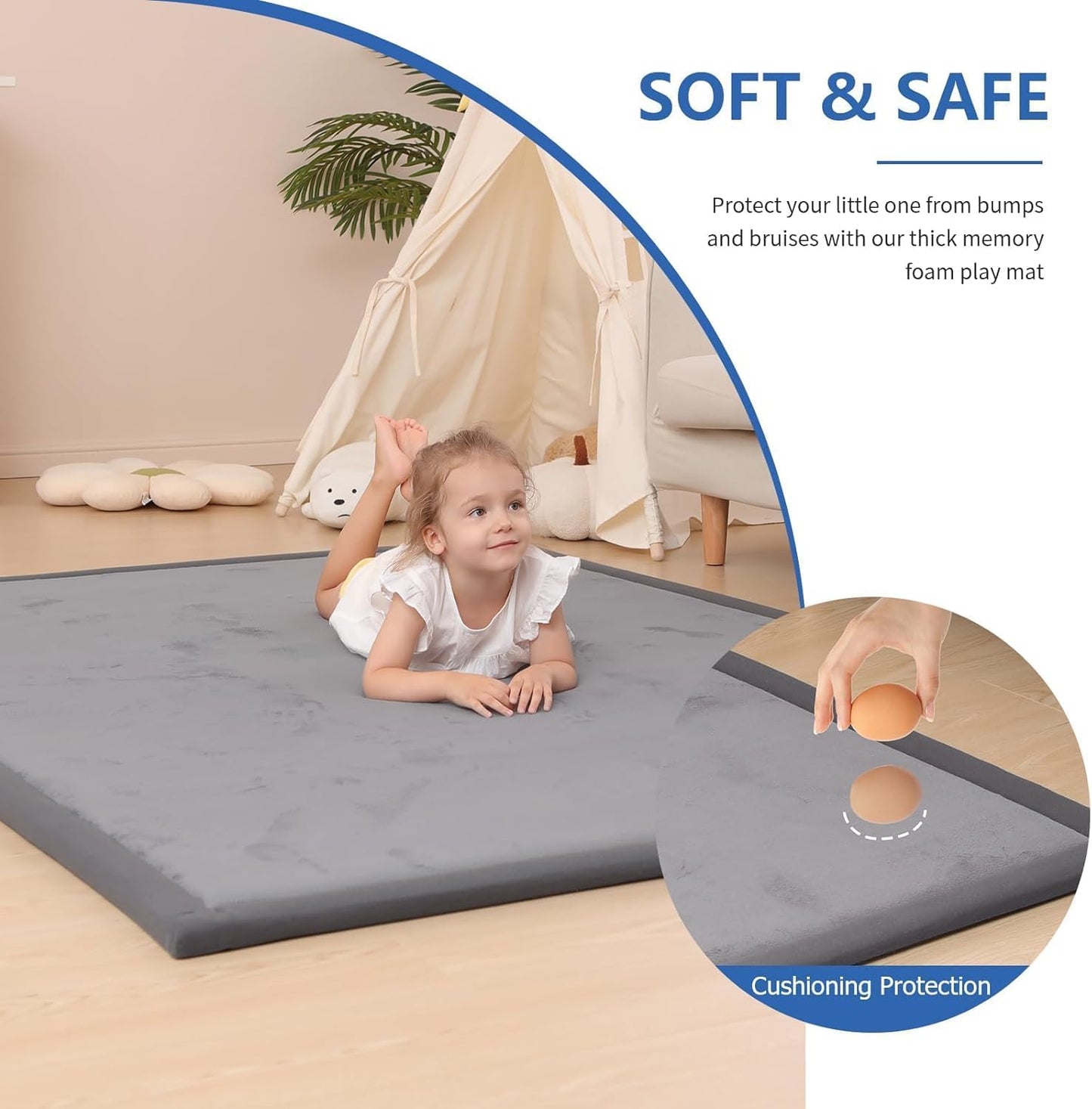 Soft play mat displayed with children playing safely indoors