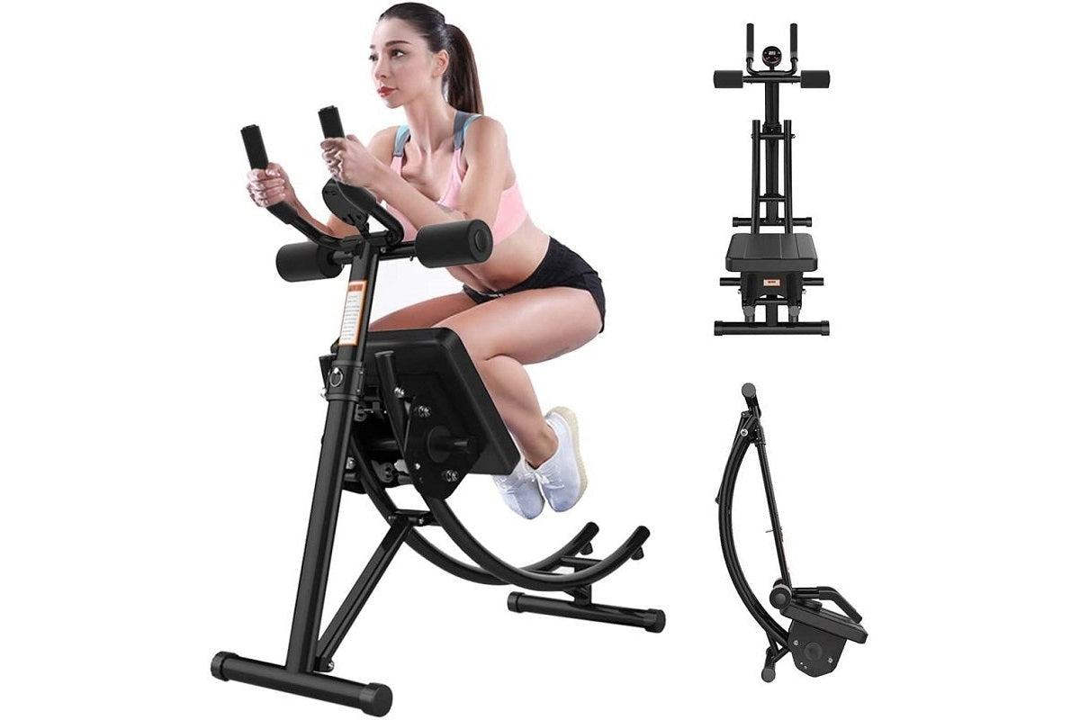 Side view of abs roller waist machine with adjustable curve track