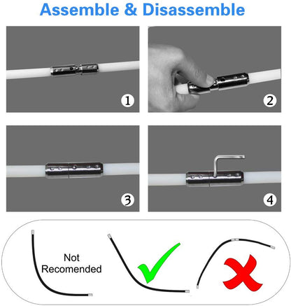 Flexible dryer vent chimney cleaner kit showing 8 metre total rod length