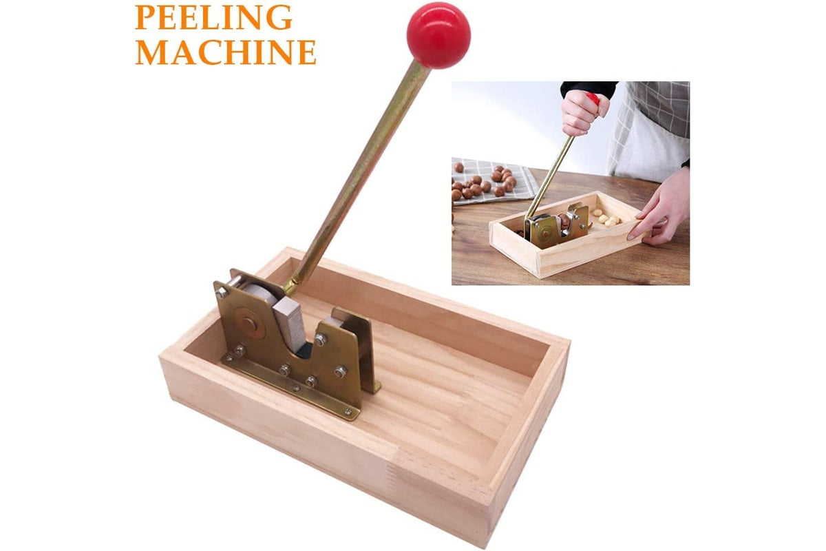 Close up of metal lever on nut cracker macadamia opener